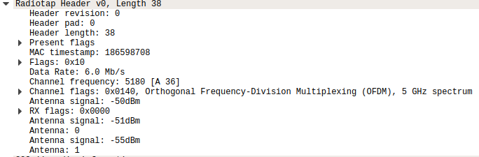 Radiotap Header Example